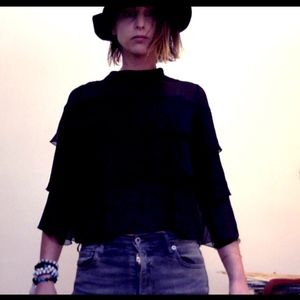 Zara Black Ruffle Top